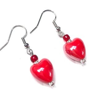 Handmade New Red Heart Earrings Women Mother’s Day Anniversary Gift